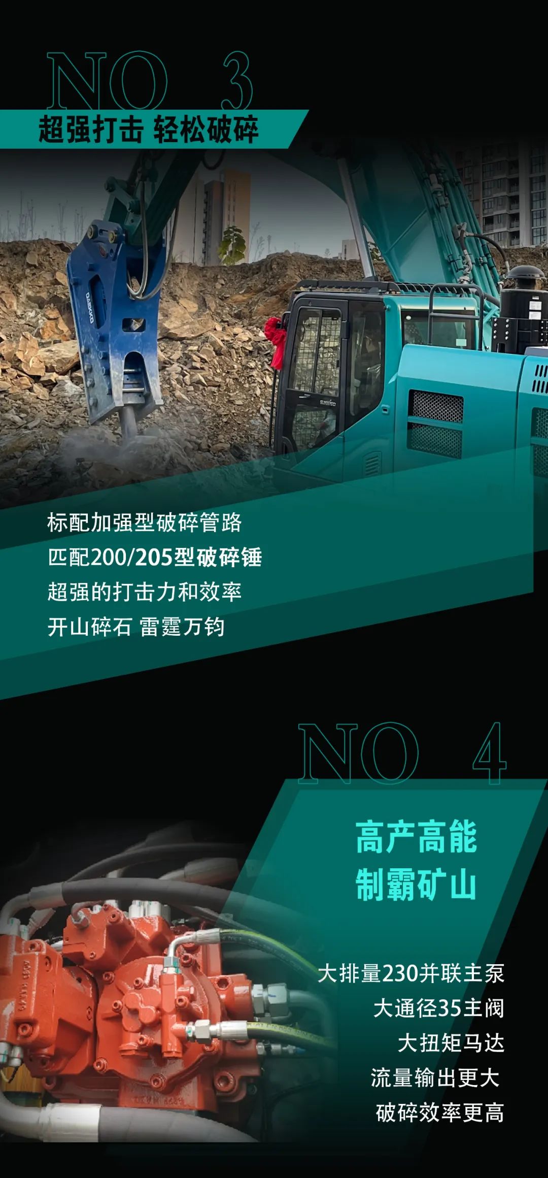 一图读懂 | 专为矿山沉载施工而生！9001cc金沙以诚为本智能SWE600FB破碎锤沉磅回归